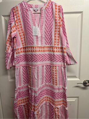 NWT* Pink & Orange Geometric Maxi Dress